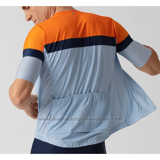 2019 Abbigliamento Ciclismo La Passione Arancione Blu Manica Corta e Salopette